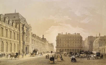 Ansicht der Fassade des Louvre, der Rue de Rivoli und des Palais Royal, 1855